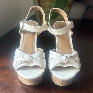Report Cream Knotted Platform Ankle-Strap Sandals